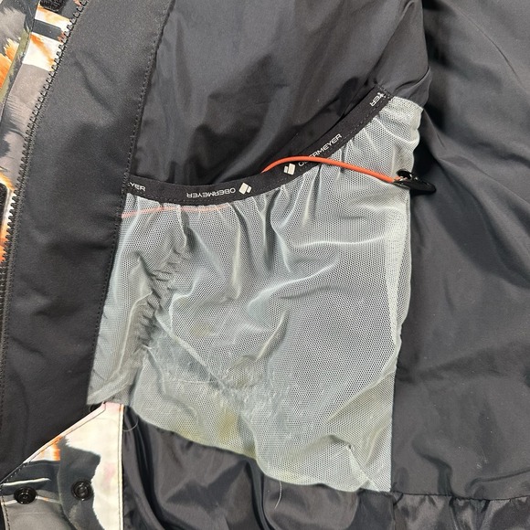 Obermeyer Tuscany II Ski Jacket Womens 10 Abstract Faux Fur Trim Hood Insulated - Picture 8 of 12